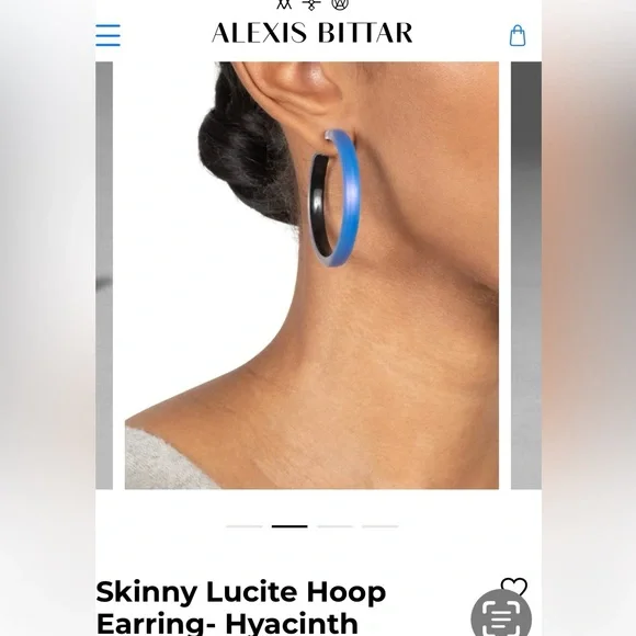ALEXIS BITTAR 100% Authentic Cerulean Blue Lucite Hoop Earrings. NWOT - Picture 2 of 12